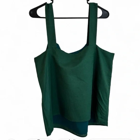 J. Crew Deep Green Square-Neck Tank with Wide Straps - Picture 6 of 6
